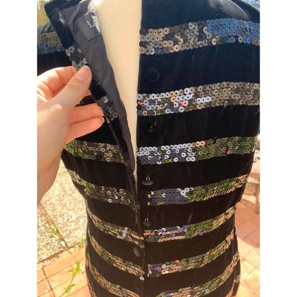 Laundry by Shelli Segal Black Sequin Striped Dress - Picture 6 of 11